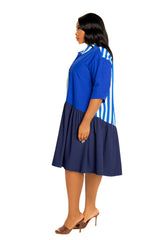 Mixed Stripe Shirt Dress