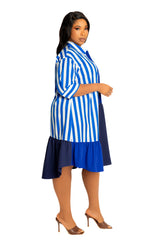 Mixed Stripe Shirt Dress