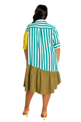 Mixed Stripe Shirt Dress