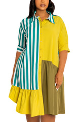 Mixed Stripe Shirt Dress