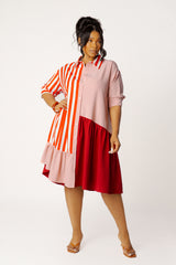 Mixed Stripe Shirt Dress