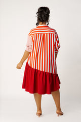 Mixed Stripe Shirt Dress
