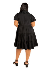 Puff Sleeve Tiered Shirt Dress