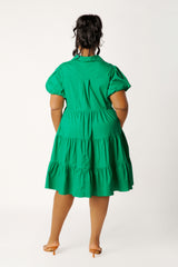 Puff Sleeve Tiered Shirt Dress