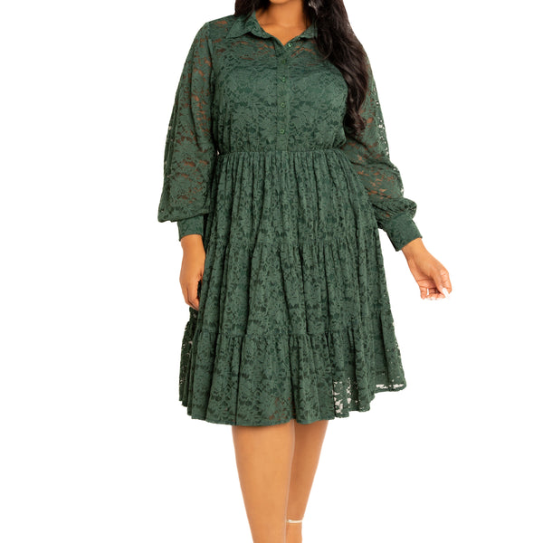 chinese dress ladies Women's Slice of Heaven Lace Shirt Dress in White main image 1