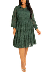 [Nordstrom] Lace Long Sleeve Tiered Shirt Dress