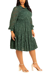 [Nordstrom] Lace Long Sleeve Tiered Shirt Dress