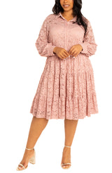 [Nordstrom] Lace Long Sleeve Tiered Shirt Dress