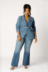 Belted Denim Blazer