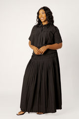 Pleated Cropped Top and Skirt Set