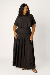 Pleated Cropped Top and Skirt Set