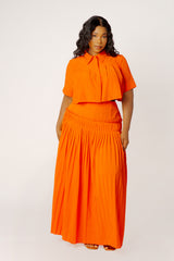 Pleated Cropped Top and Skirt Set