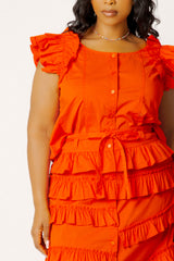Ruffle Peplum Top and Tiered Skirt Set
