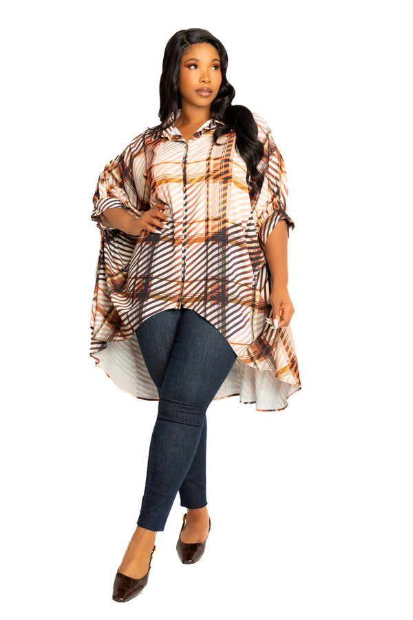 Plaid Flowy Hi-lo Blouse – Buxom Couture