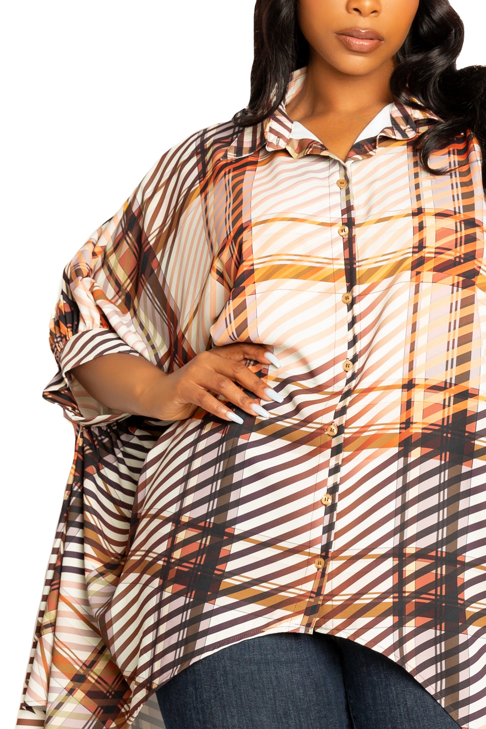 Plaid Flowy Hi-lo Blouse – Buxom Couture
