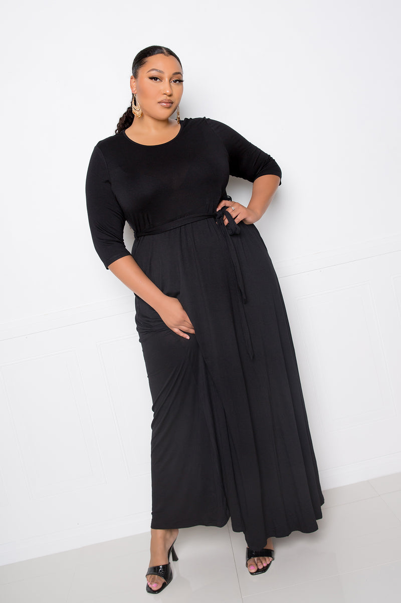 buxom couture curvy women plus size maxi dress with pockets black