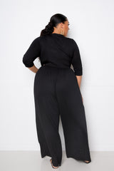 buxom couture curvy women plus size supersoft scooped neck jumpsuit black