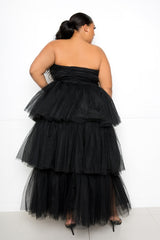 buxom couture curvy women plus size tiered tulle tube dress black