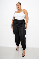 buxom couture curvy women plus size jogger pants black