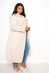 buxom couture curvy women plus size classic trench coat premium quality beige