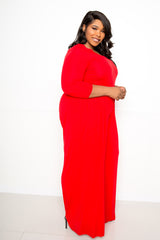 buxom couture curvy women plus size supersoft scooped neck jumpsuit red