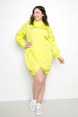 buxom couture curvy women plus size sporty zip-up dress neon yellow