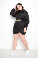 buxom couture curvy women plus size lightweight sporty zip up mini dress jacket black