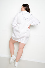 buxom couture curvy women plus size sporty zip-up dress white