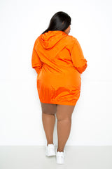 buxom couture curvy women plus size sporty zip up dress jacket lightweight orange