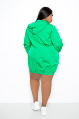 buxom couture curvy women plus size sporty zip-up dress jacket green