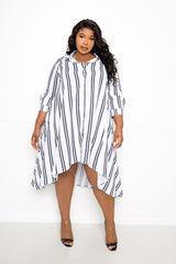 buxom couture curvy women plus size asymmetric stripe shirt dress black