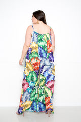 buxom couture curvy women plus size tropical print jumpsuit summer resort