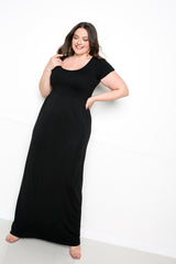 buxom couture curvy women plus size seamless t-shirt maxi dress black