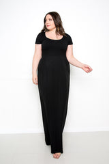 buxom couture curvy women plus size seamless t-shirt maxi dress black