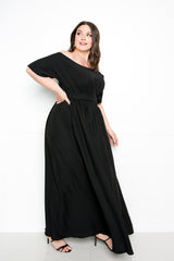 buxom couture curvy women plus size off shoulder chiffon maxi dress black
