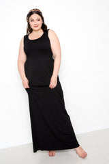 buxom couture curvy women plus size seamless wide tank dress black premium quality modal