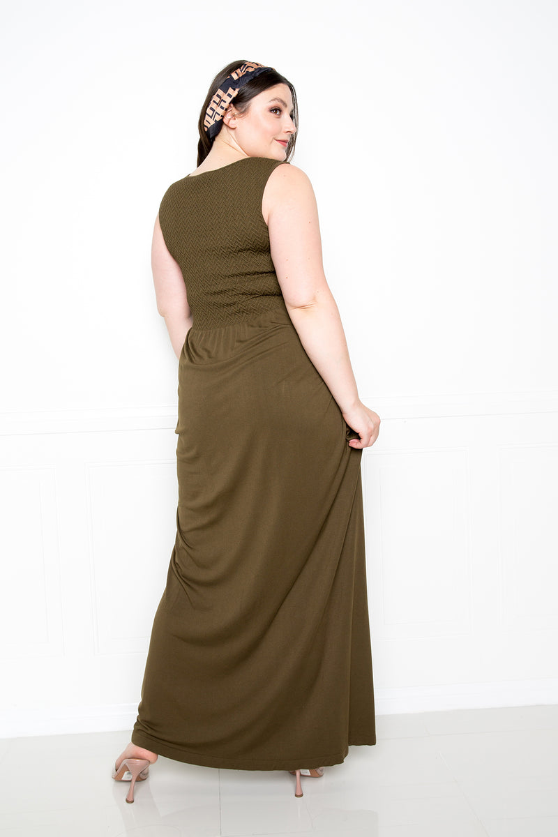 buxom couture curvy women plus size seamless tank dress olive green