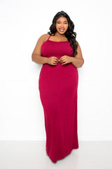 buxom couture curvy women plus size seamless cami dress burgundy red premium quality