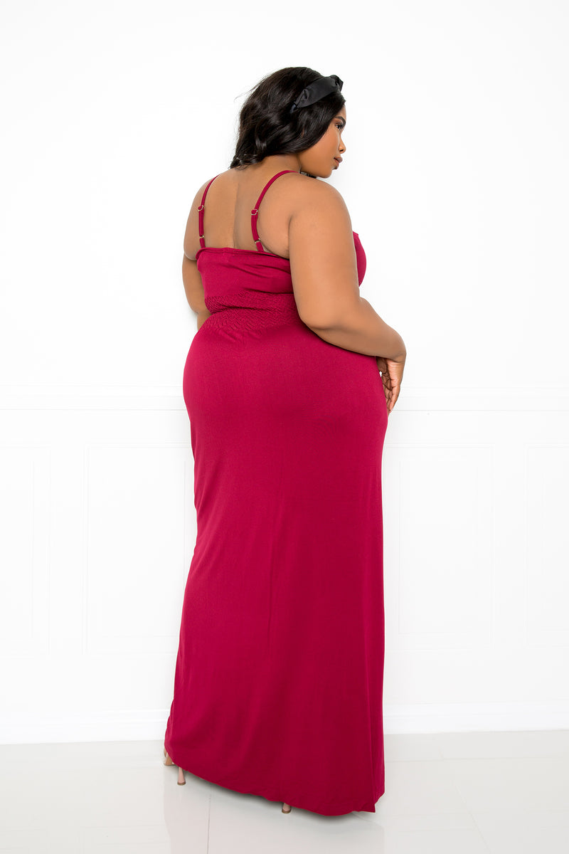 buxom couture curvy women plus size seamless cami dress burgundy red premium quality