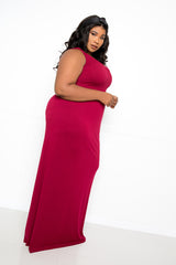buxom couture curvy women plus size seamless tank dress burgundy red
