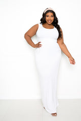 buxom couture curvy women plus size seamless tank dress white