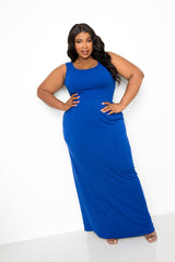 buxom couture curvy women plus size seamless tank dress royal blue premium quality