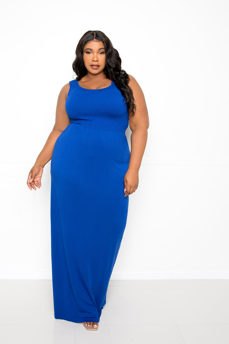 buxom couture curvy women plus size seamless tank dress royal blue premium quality