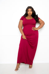 buxom couture curvy women plus size seamless t-shirt maxi dress burgundy red basics