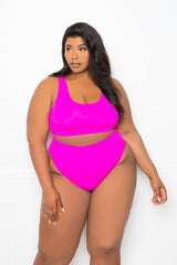 buxom couture curvy women plus size everyday basic bikini set fuchsia pink