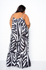 buxom couture curvy women plus size animal print flutter hum jumpsuit zebra black and white summer