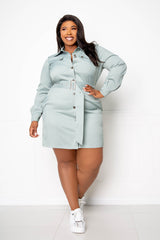 buxom couture curvy women plus size belted jacket dress mint green