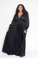 buxom curvy couture womens plus size pleated wrap dress with belt in black