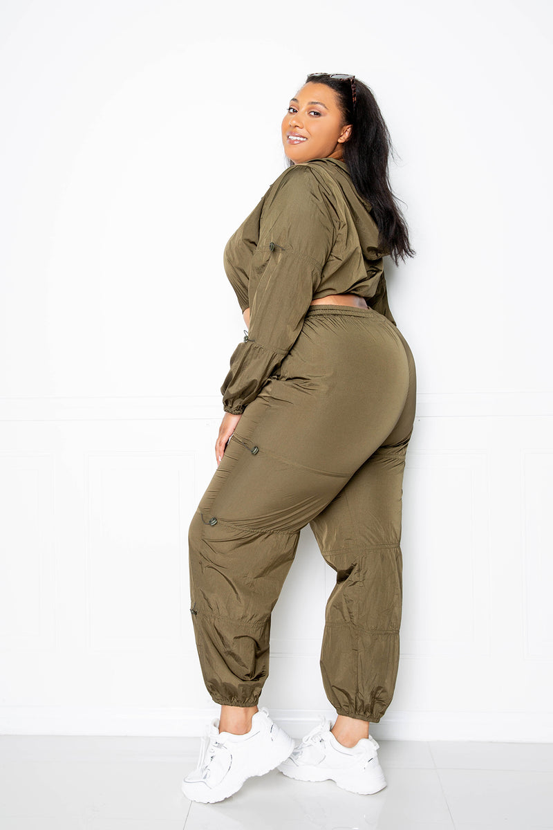 buxom couture curvy women plus size toggle tracksuit set olive green