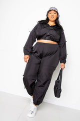 buxom couture curvy women plus size toggle tracksuit set black